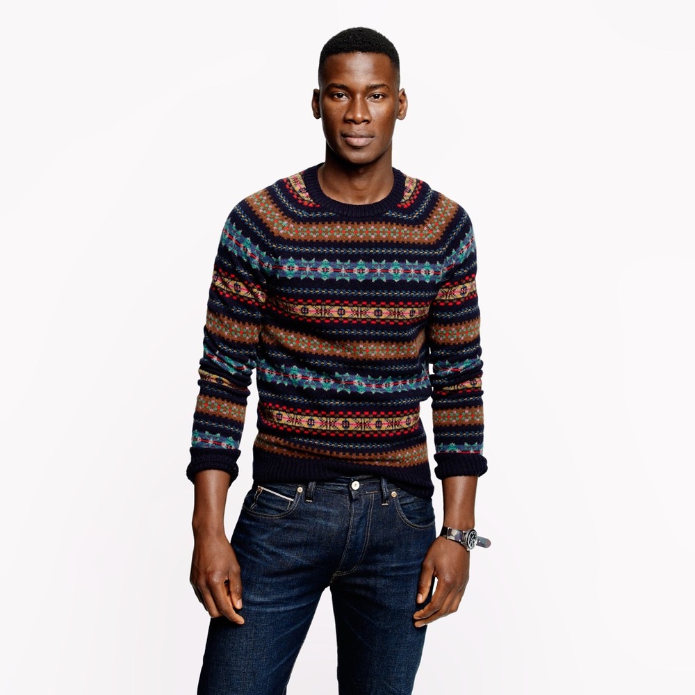 J. Crew Alpine Fair Isle Sweater in Deep Navy